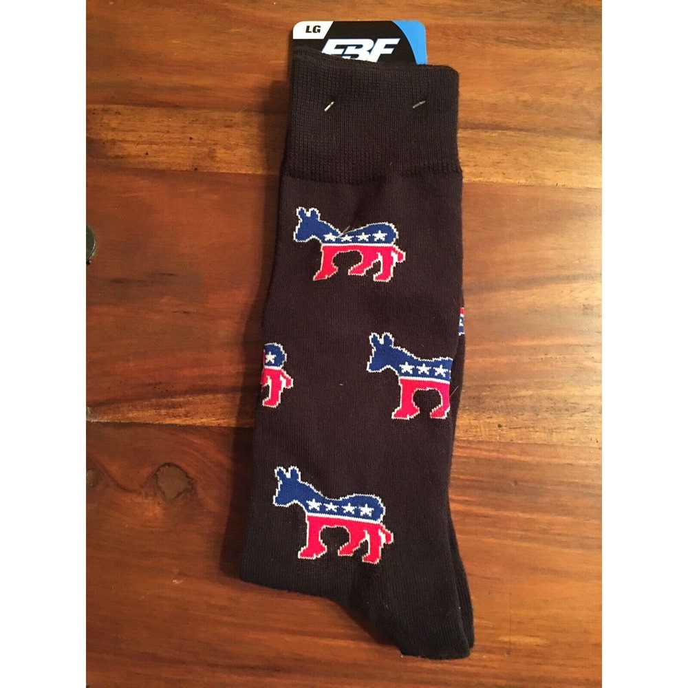 NEW FBF DEMOCRAT PARTY DONKEY LOGO SOCKS BLACK SIZE LARGE
